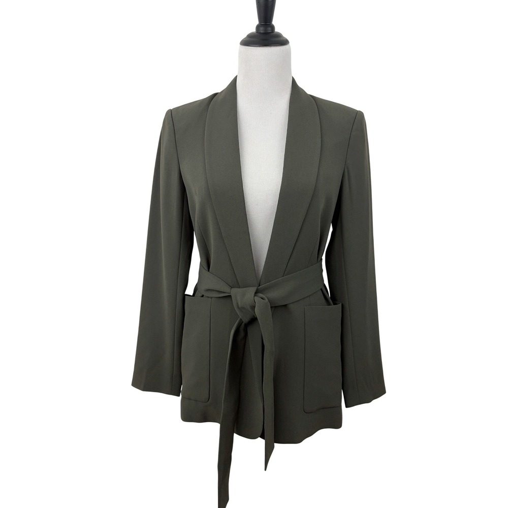 Aritzia Babaton Executive Blazer Size XS Green Japanese Crepe Classic Fit Belted